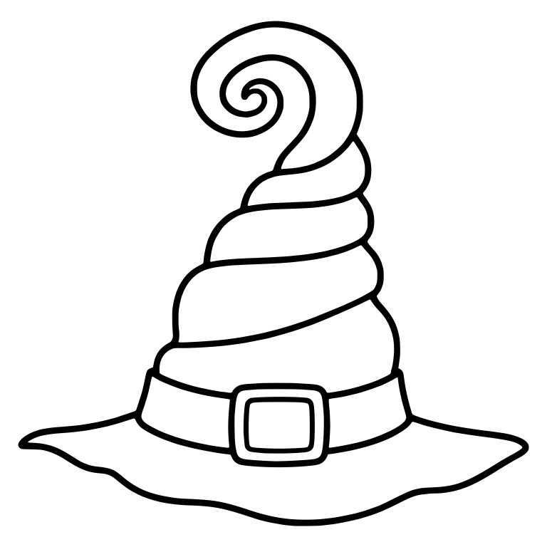 Swirled Cone Witch Hat With Big Curl Tip — free objects SVG cut file