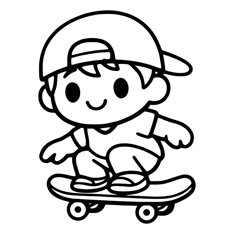 Skater Kid in Backwards Cap, Brim Right — free characters SVG cut file