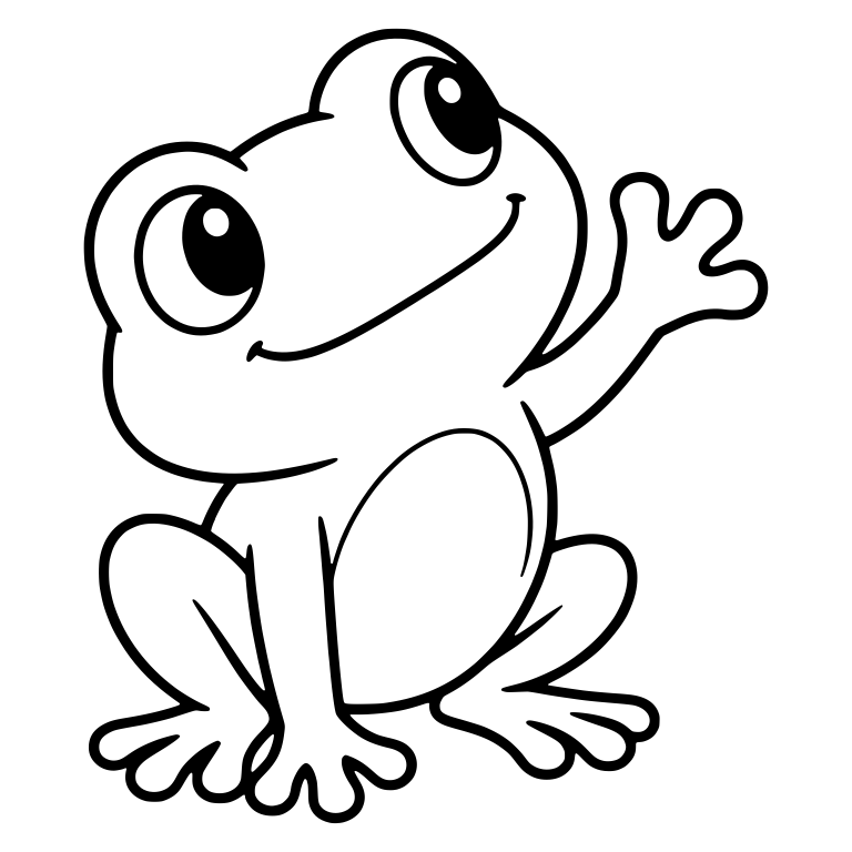 Sitting Chibi Frog Waving While Looking Up — free animal SVG cut file