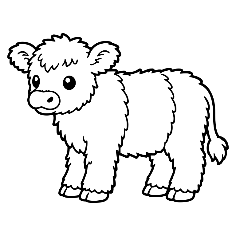 Shaggy Belted Calf Standing In Side View — free animal SVG cut file