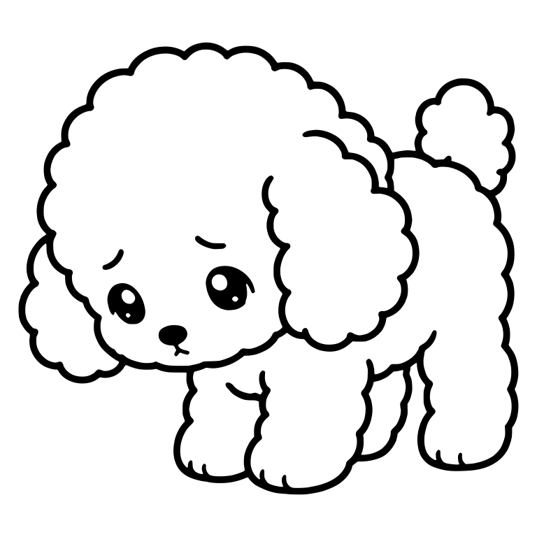 Shy Toy Poodle Puppy Standing with Head Lowered — free animal SVG cut file