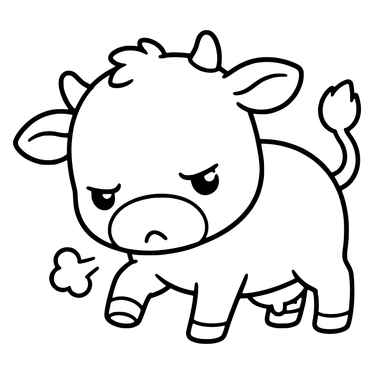 Angry Cow Stomping Hoof with Puff of Dust — free animal SVG cut file