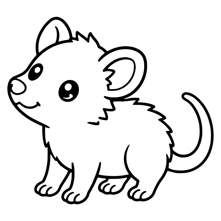 Baby Opossum Standing in Side View Looking Up — free animal SVG cut file