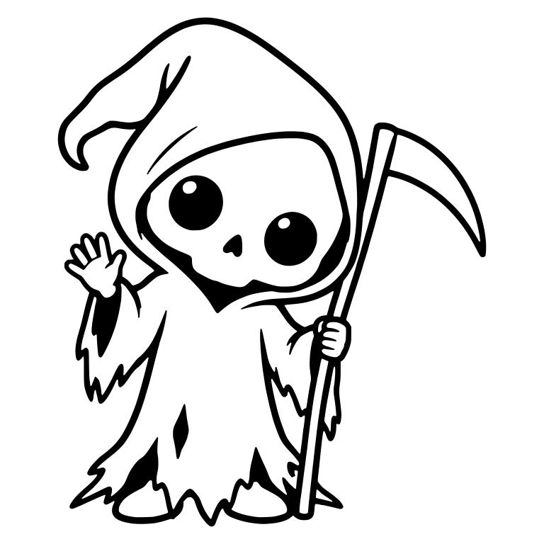 Waving Grim Reaper in a Shredded Robe With Scythe — free characters SVG cut file