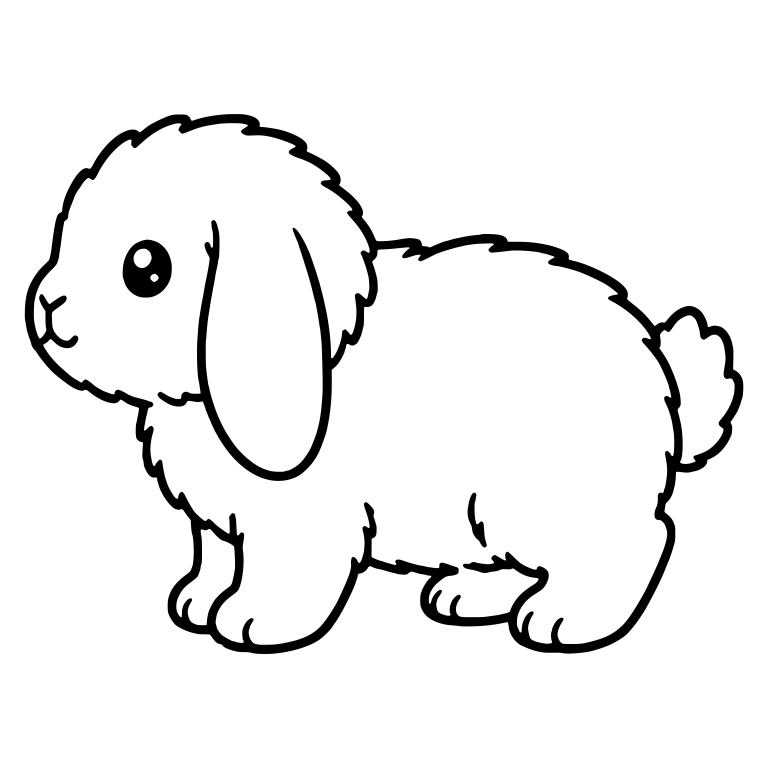 Fuzzy Lop Bunny Standing in Side View — free animal SVG cut file