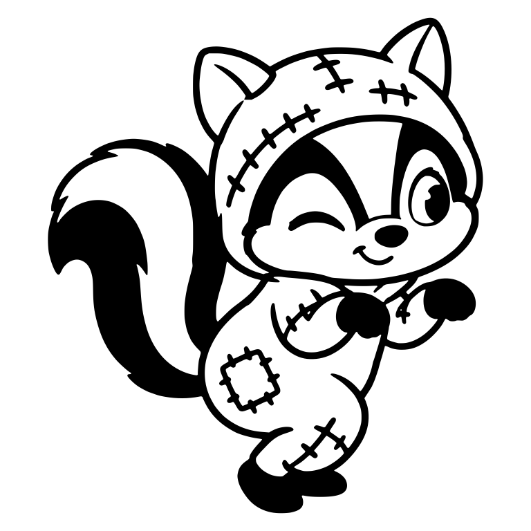 Winking Skunk in Stitched Hooded Monster Costume — free animal SVG cut file