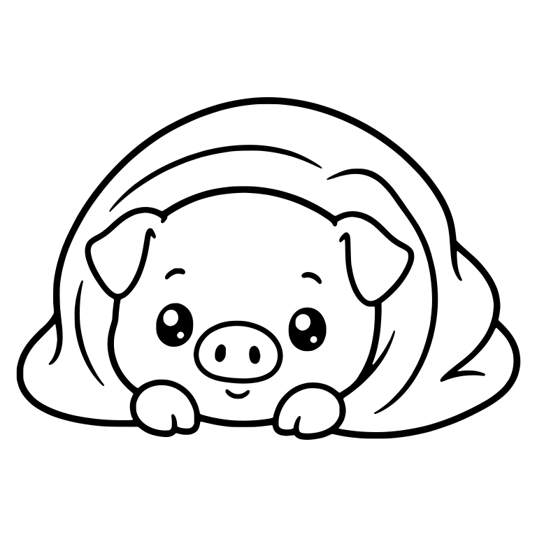 Piglet Peeking Out from Under a Blanket — free animal SVG cut file