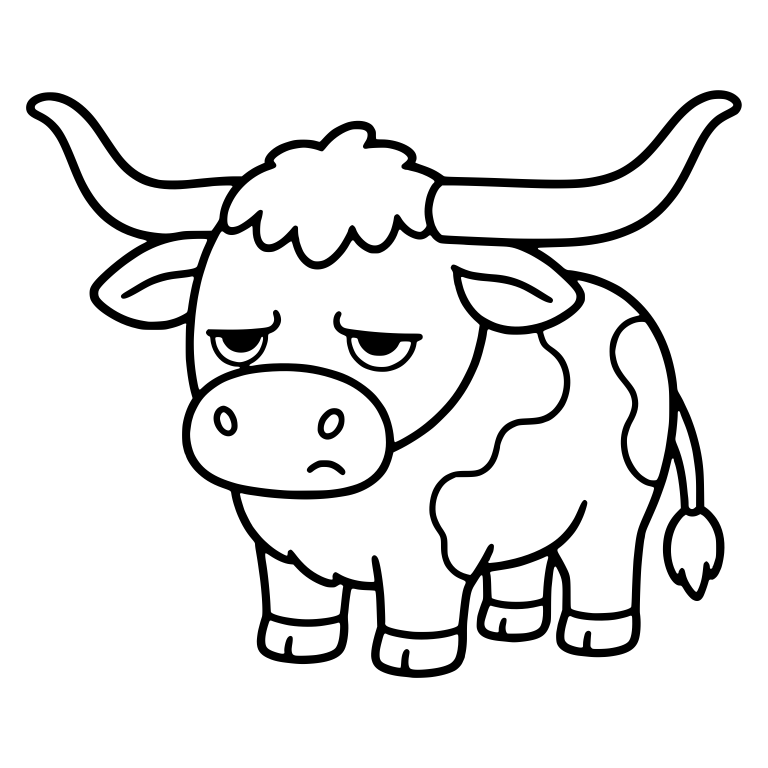 Grumpy Longhorn Cow With Shaggy Fringe and Wide Horns — free animal SVG cut file