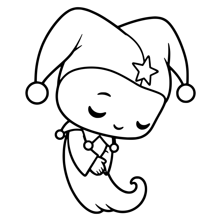Sleepy Ghost Jester With Star Hat and Curled Tail — free fantasy-creature SVG cut file