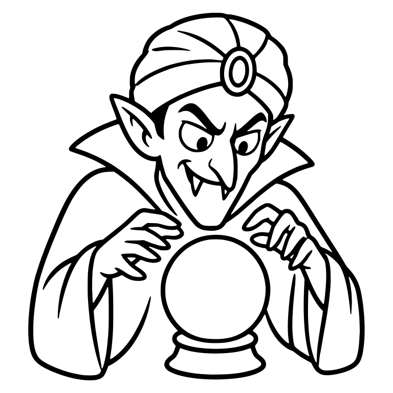 Vampire in Gem Turban Gazing at Crystal Ball — free fantasy-creature SVG cut file