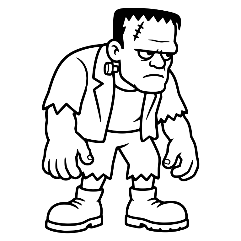 Retro Frankenstein Monster Hunched With Big Hands — free fantasy-creature SVG cut file