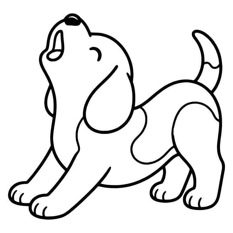 Howling Beagle Puppy Stretching Paws Forward — free animal SVG cut file