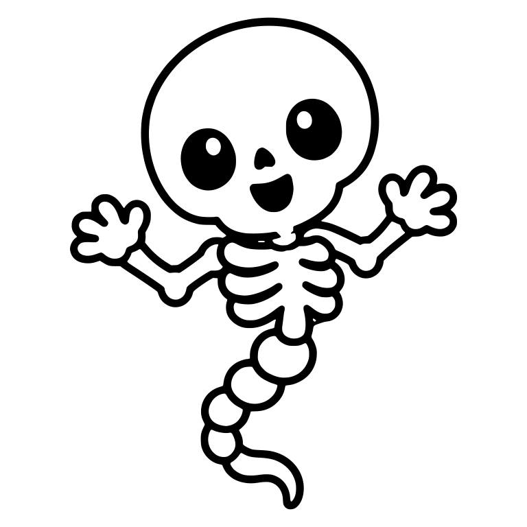 Floating Skeleton With Spine Tail And Raised Hands — free skeleton SVG cut file