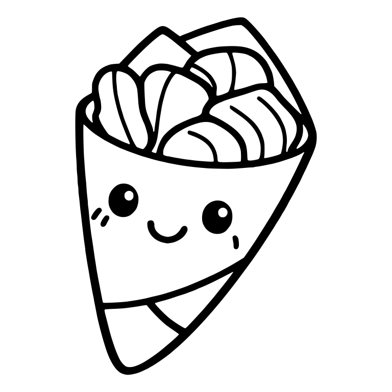 Smiling Hand Roll With Fish Filling And Blush Marks — free food SVG cut file