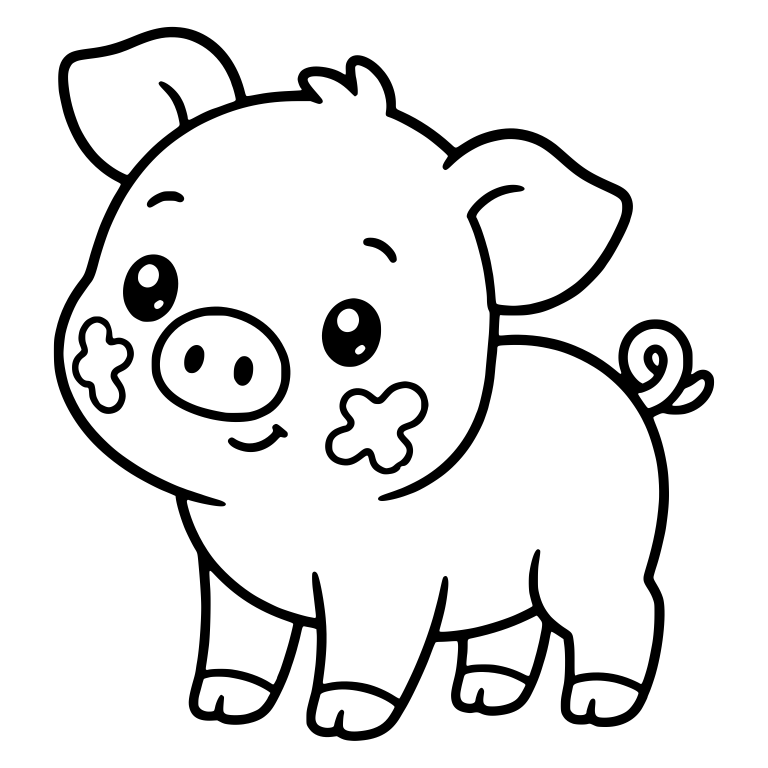 Standing Piglet With Muddy Cheeks and Tilted Head — free animal SVG cut file