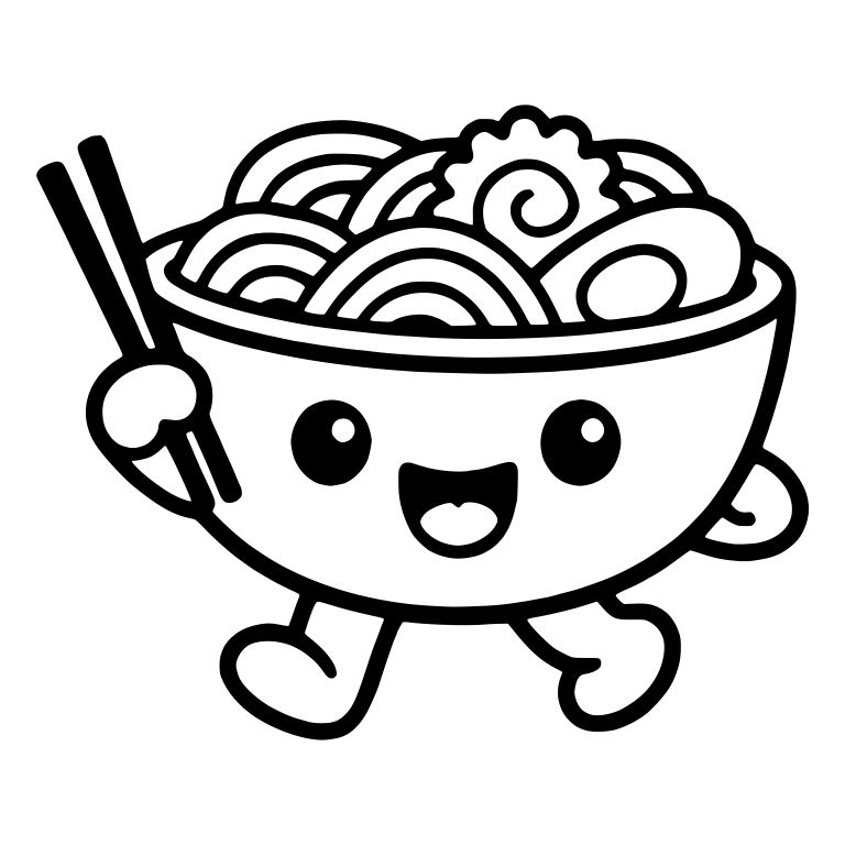 Running Ramen Bowl Character Holding Chopsticks — free food SVG cut file