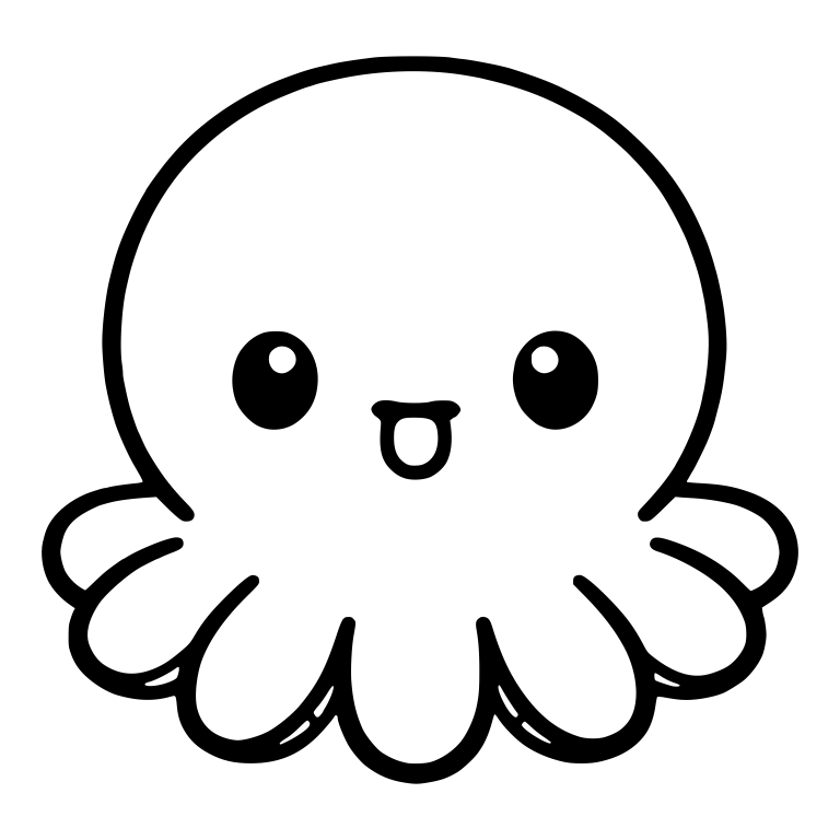 Octopus With Tiny Open Mouth And Wide Ruffled Arms — free animal SVG cut file