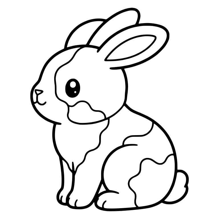 Kawaii Harlequin Bunny Sitting Sideways With Patches — free animal SVG cut file