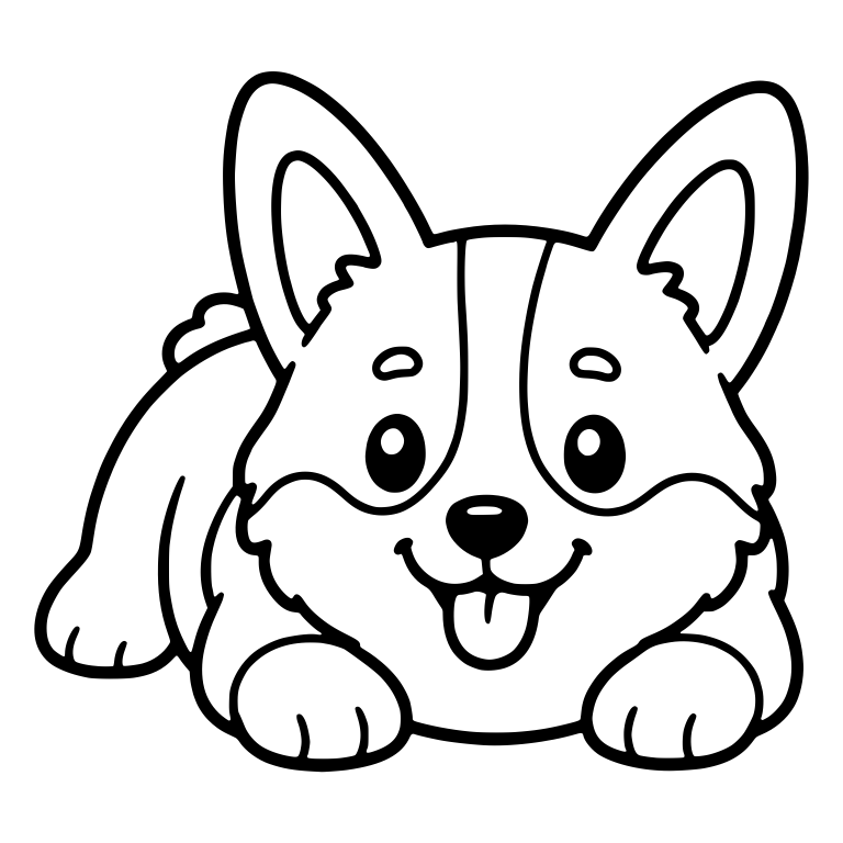 Corgi Lying Facing Front With Paws Forward and Tongue Out — free animal SVG cut file