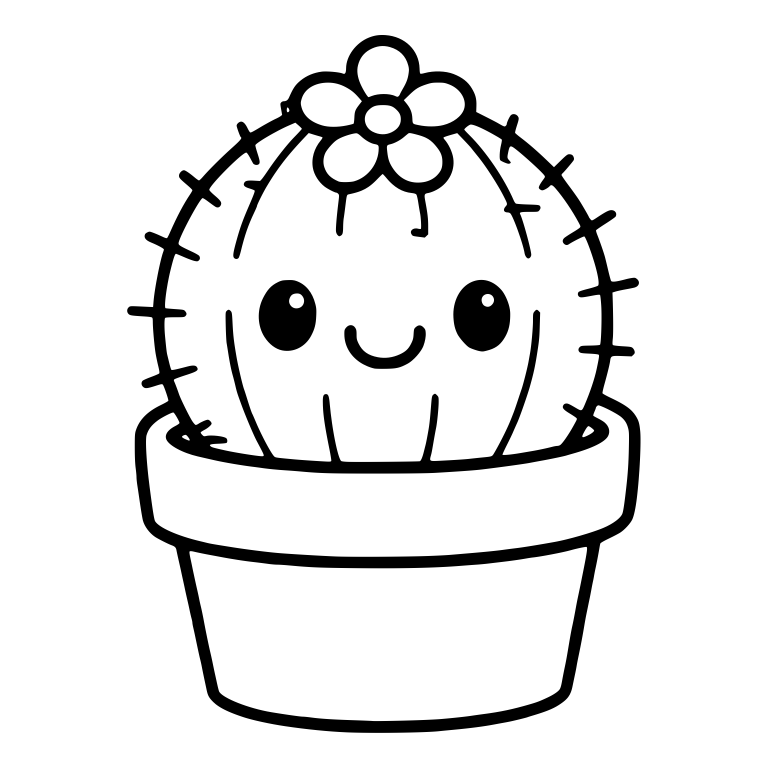 Smiling Potted Cactus With Flower On Top — free floral SVG cut file