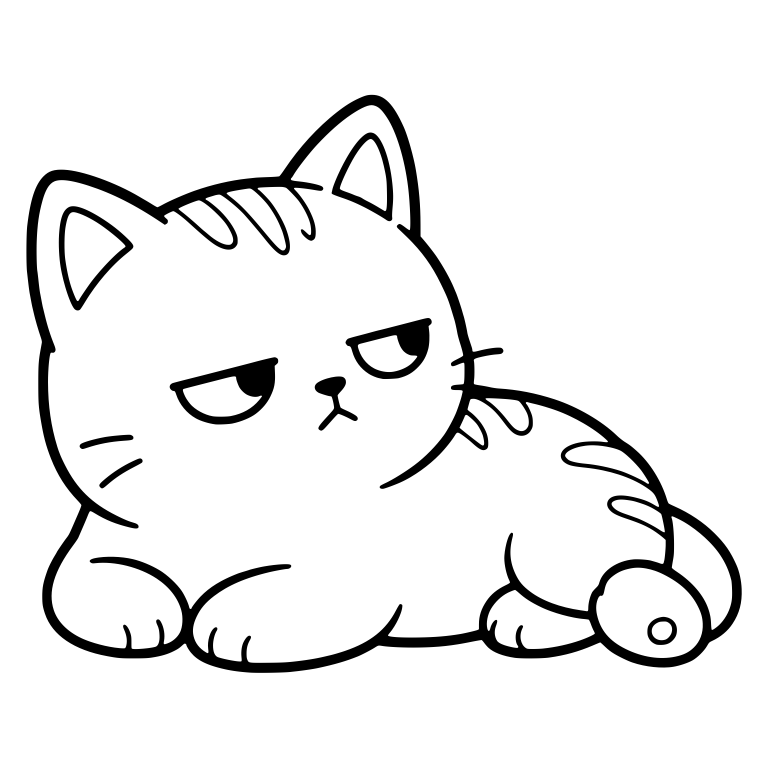 Unimpressed Tabby Kitten Lounging With Side-Eye — free animal SVG cut file