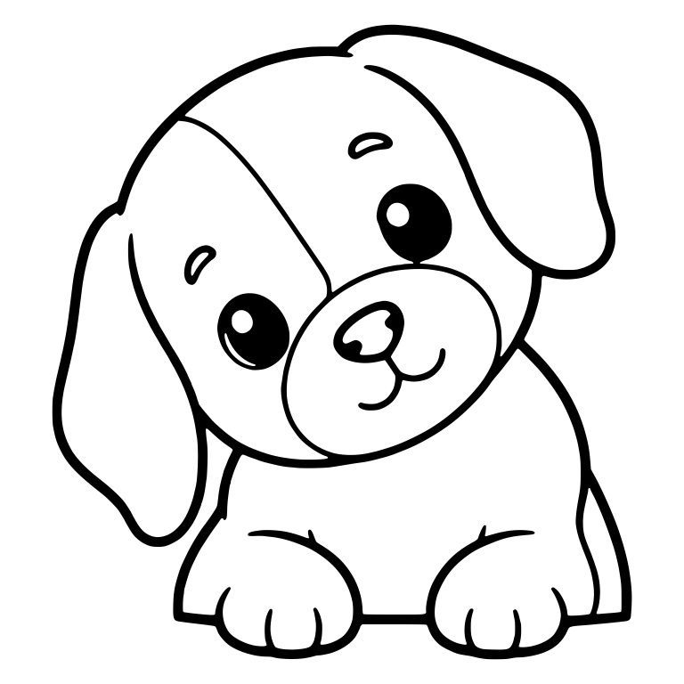 Chubby Beagle Puppy With Tilted Head and Paws — free animal SVG cut file