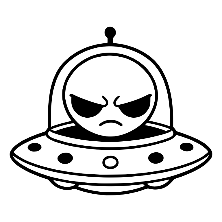 Grumpy Alien Piloting Flying Saucer — free fantasy-creature SVG cut file