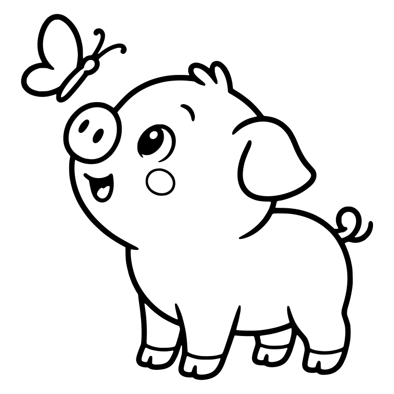 Standing Piglet Watching Butterfly Overhead — free animal SVG cut file