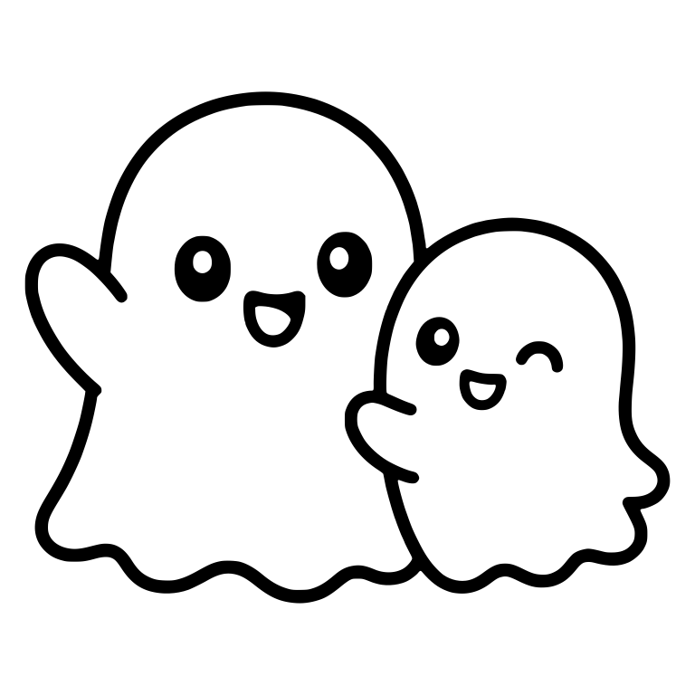 Little Ghost Hugging a Big Waving Ghost — free fantasy-creature SVG cut file