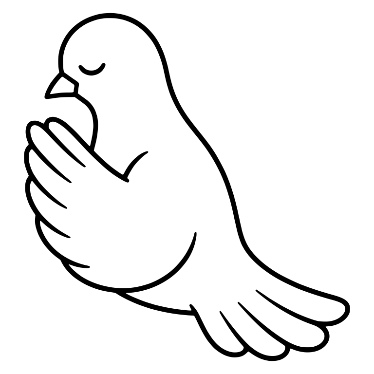 Praying Dove in Profile With Wings Pressed Together — free animal SVG cut file