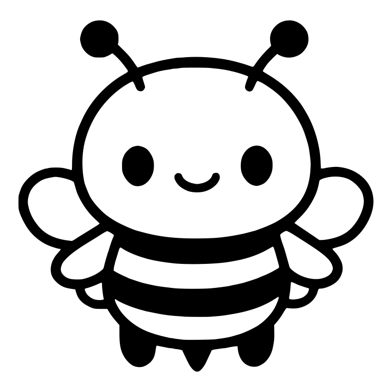 Kawaii Bee Front View With Ball Antennae and Wings — free insect SVG cut file