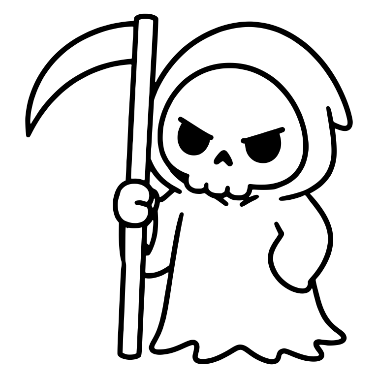 Cranky Grim Reaper With Skull Teeth and Scythe — free characters SVG cut file