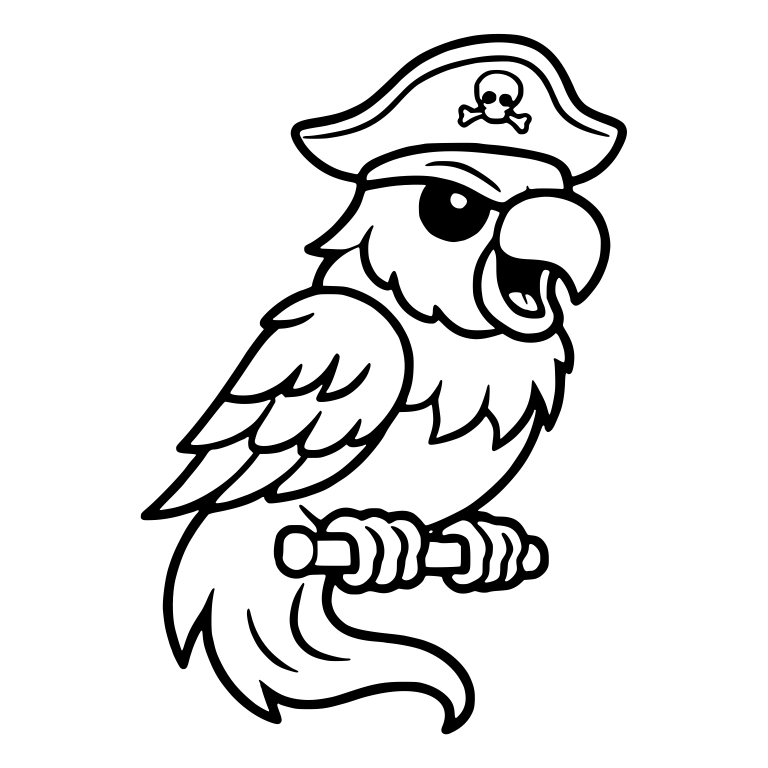 Pirate Parrot Perched with Skull and Crossbones Hat — free animal SVG cut file