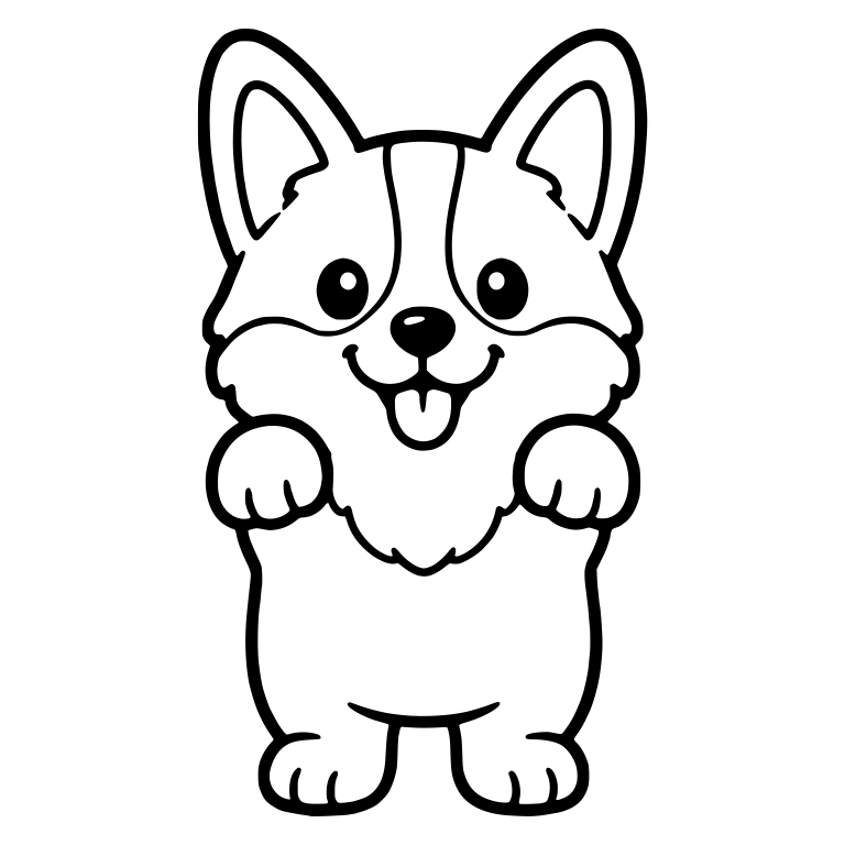 Standing Corgi Puppy Holding Both Paws Up Near Its Chin — free animal SVG cut file