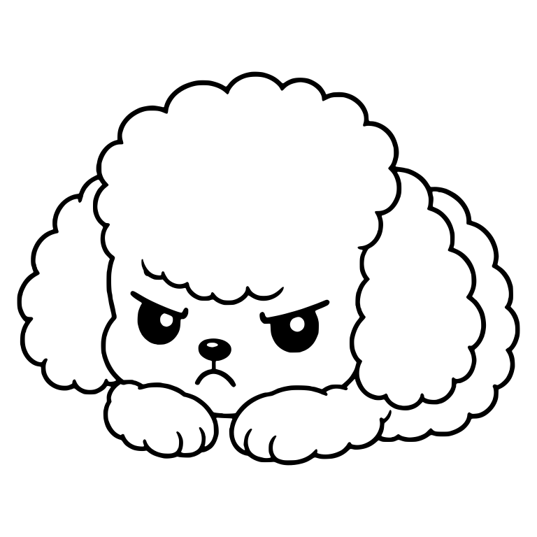 Grumpy Toy Poodle Puppy Crouched Low with Fluffy Head — free animal SVG cut file