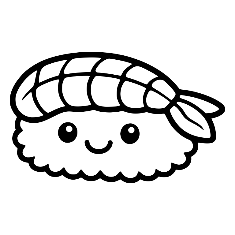 Kawaii Shrimp Nigiri With Ridged Back and Small Smile — free food SVG cut file
