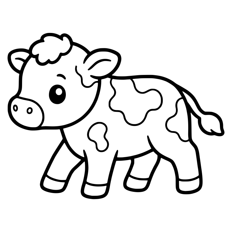 Walking Spotted Calf With Large Patches Side View — free animal SVG cut file