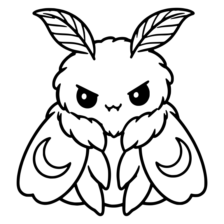 Grumpy Moth with Leaf Antennae and Tiny Fangs — free insect SVG cut file