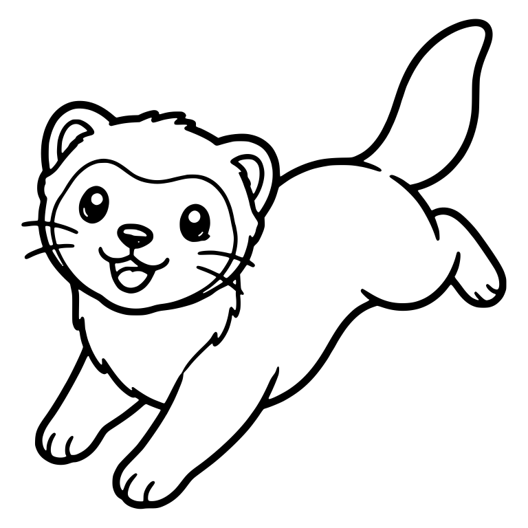 Leaping Ferret with Open Mouth and Raised Tail — free animal SVG cut file