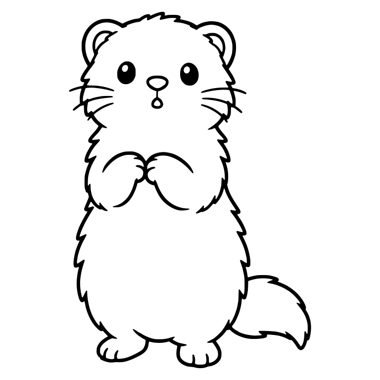 Fluffy Ferret Standing with Paws Clasped at Chest — free animal SVG cut file