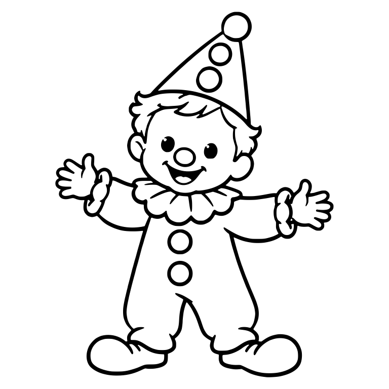 Clown Kid in Cone Hat With Arms Wide Open — free characters SVG cut file
