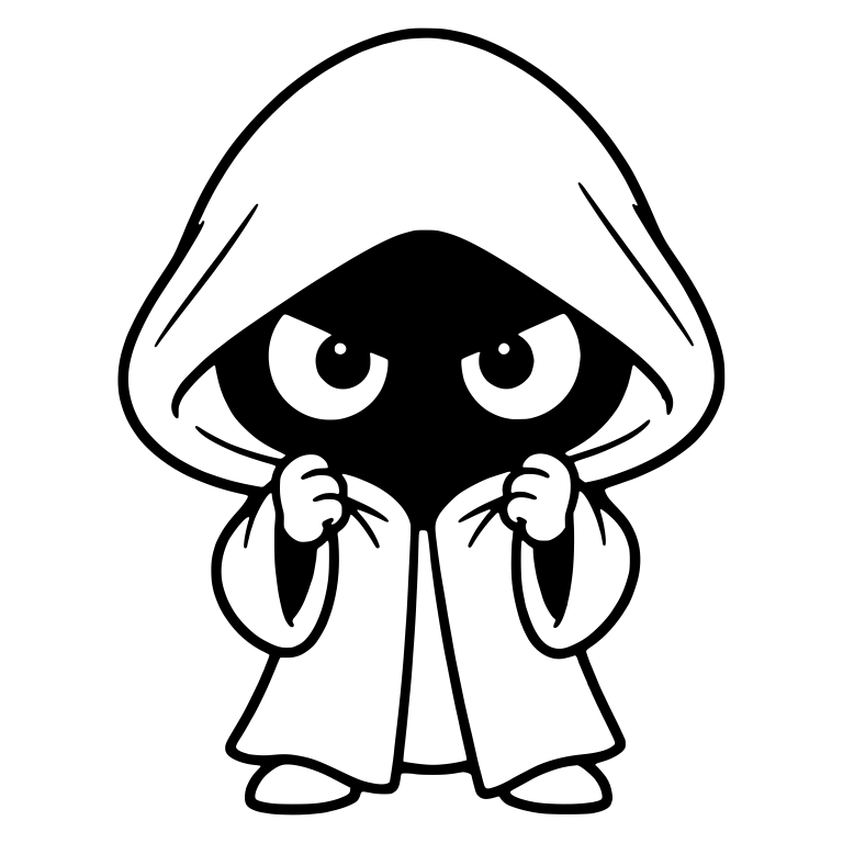 Hooded Bogeyman With Angry Eyes Gripping Robe — free fantasy-creature SVG cut file