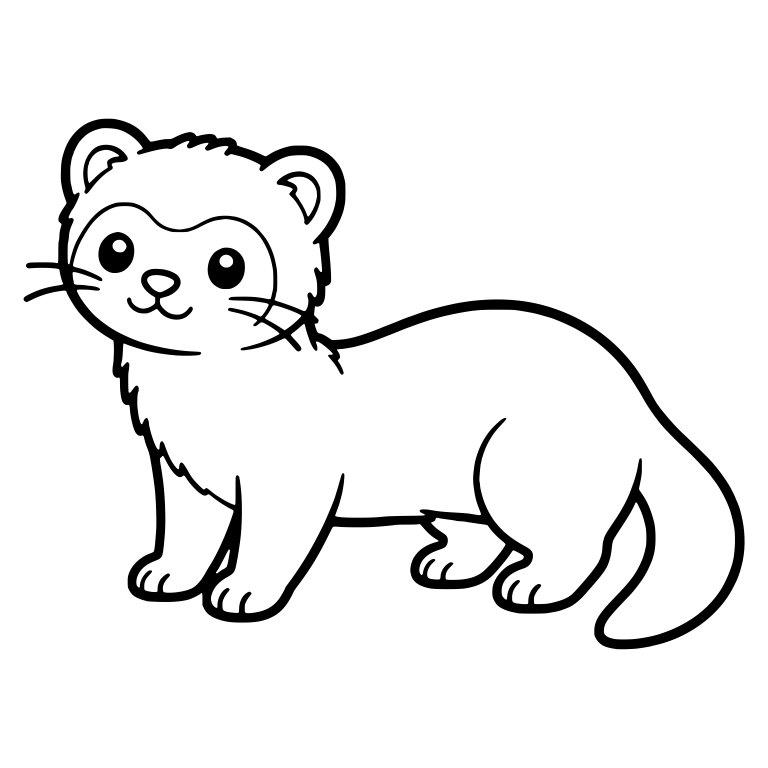 Kawaii Ferret Standing In Profile With Whiskers — free animal SVG cut file