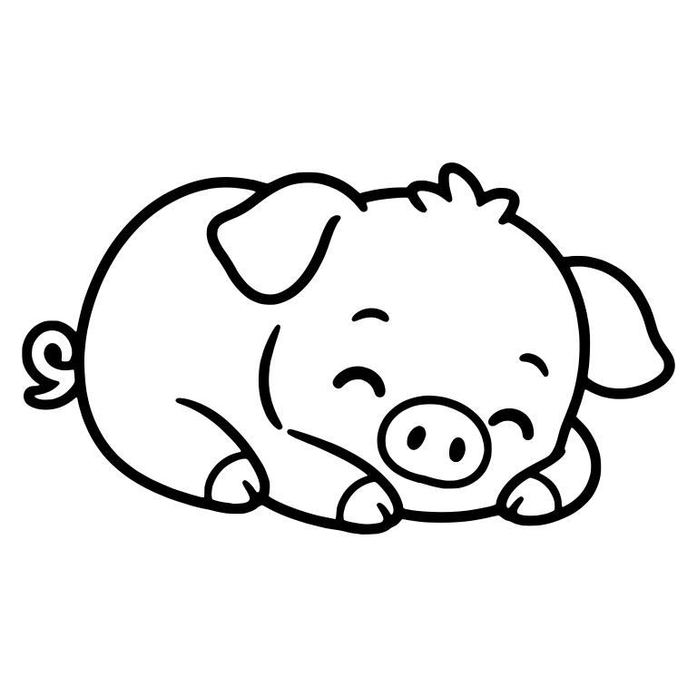 Piglet Curled Up Asleep with Tail on the Left — free animal SVG cut file