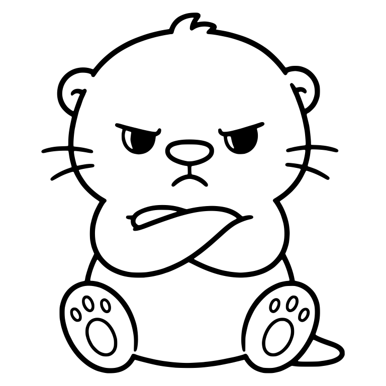 Angry Otter Sitting With Folded Arms and Narrowed Eyes — free animal SVG cut file
