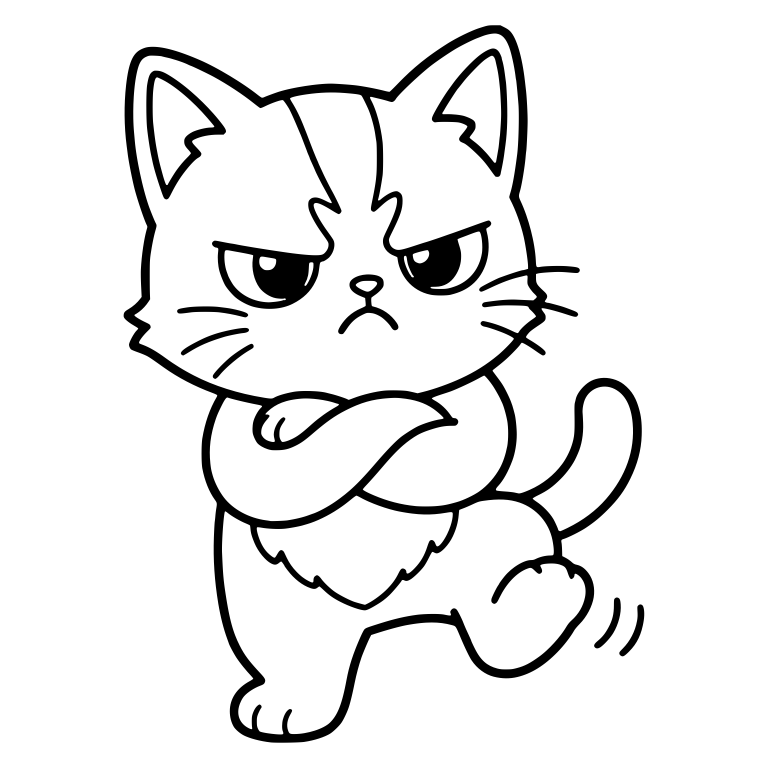 Tuxedo Kitten Stomping With Arms Crossed — free animal SVG cut file