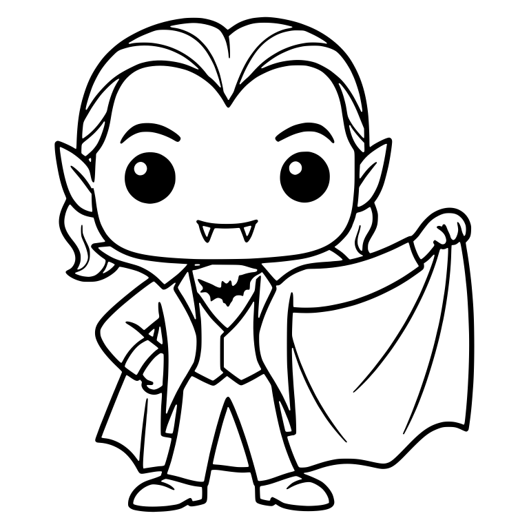 Chibi Vampire With Bat Emblem And Hand On Hip — free fantasy-creature SVG cut file