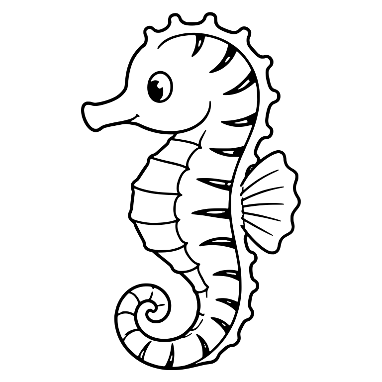Striped Seahorse With Knobby Back Edge and Banded Belly — free animal SVG cut file