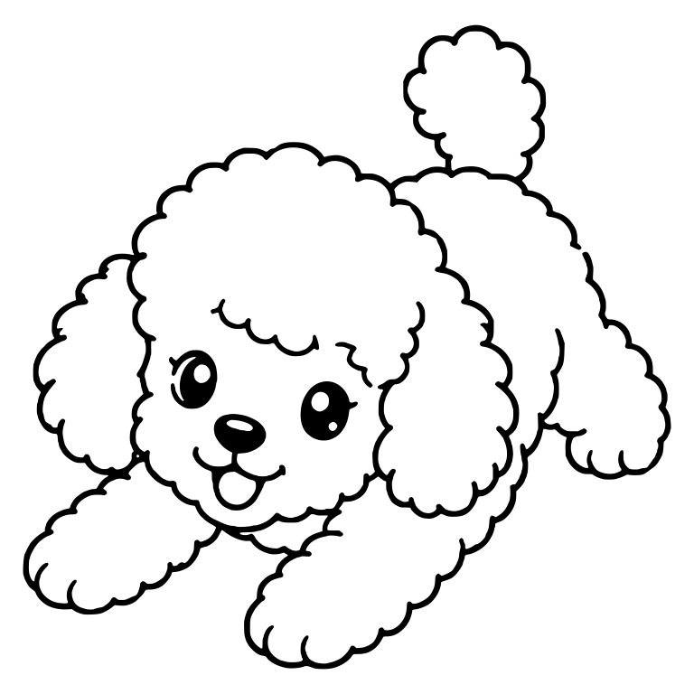 Pouncing Curly Toy Poodle Puppy With Tail Pom Up — free animal SVG cut file
