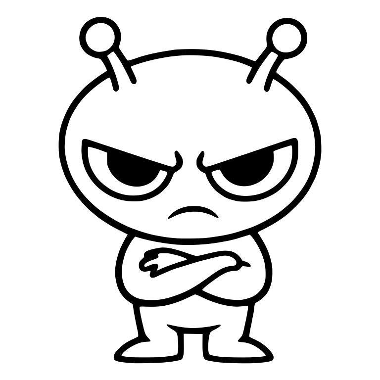 Grumpy Alien With Antennae And Crossed Arms — free fantasy-creature SVG cut file